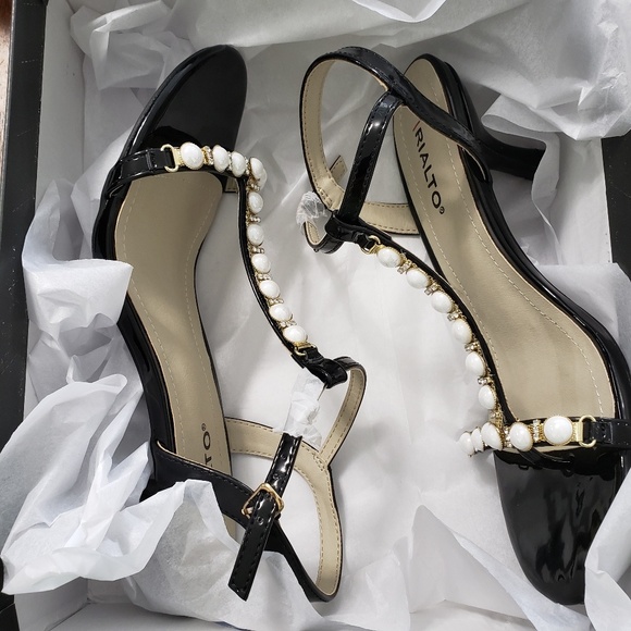 Rialto black heels with gold white details - Picture 2 of 7